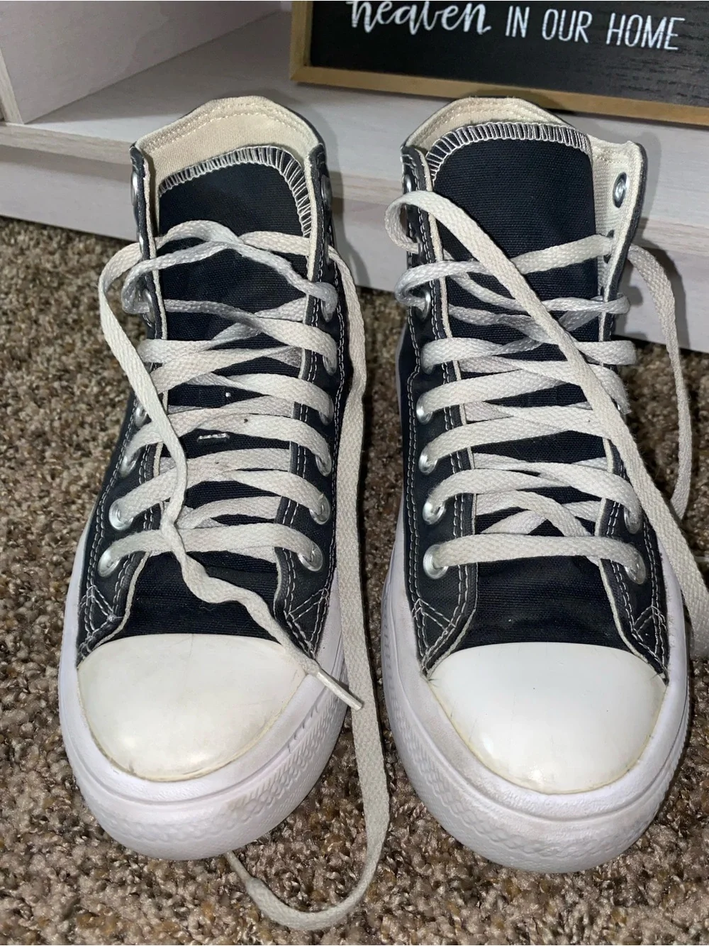 Converse Black and White Platform High Top Sneakers